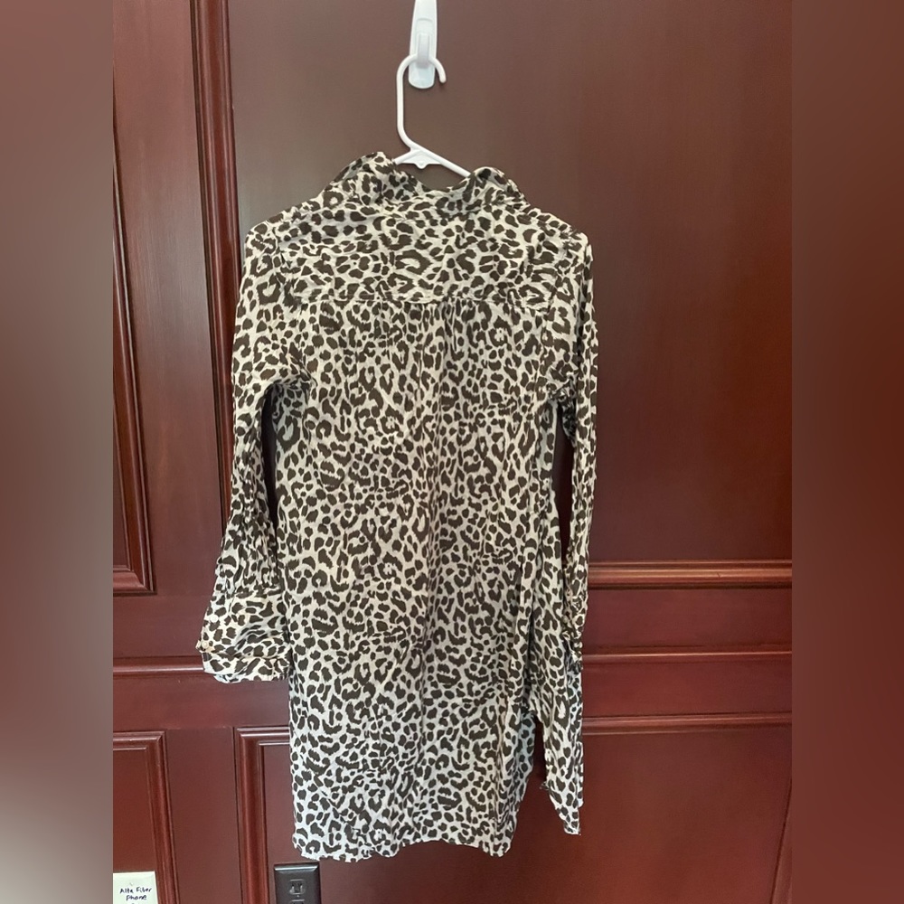 Leopard Print Button Up Pool Cover Up - image 2